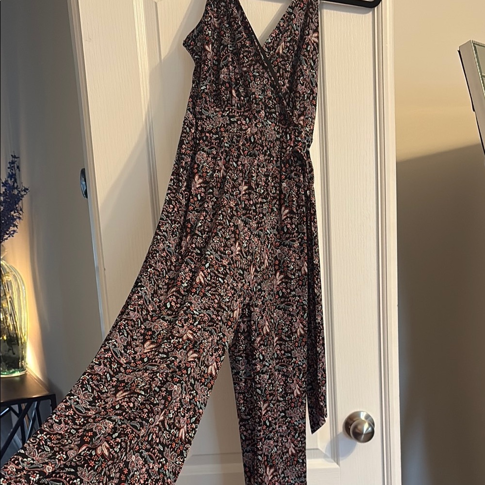 Kaileigh Black and Pink Floral Jumpsuit
